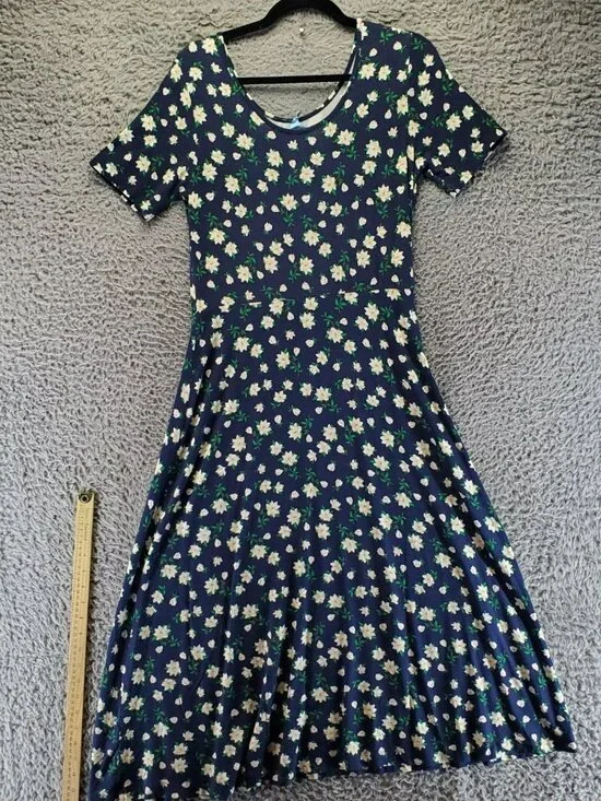 Draper James Dress Womens Small Blue Tammy T-Shirt Magnolia Floral Print Stretch - Picture 10 of 11